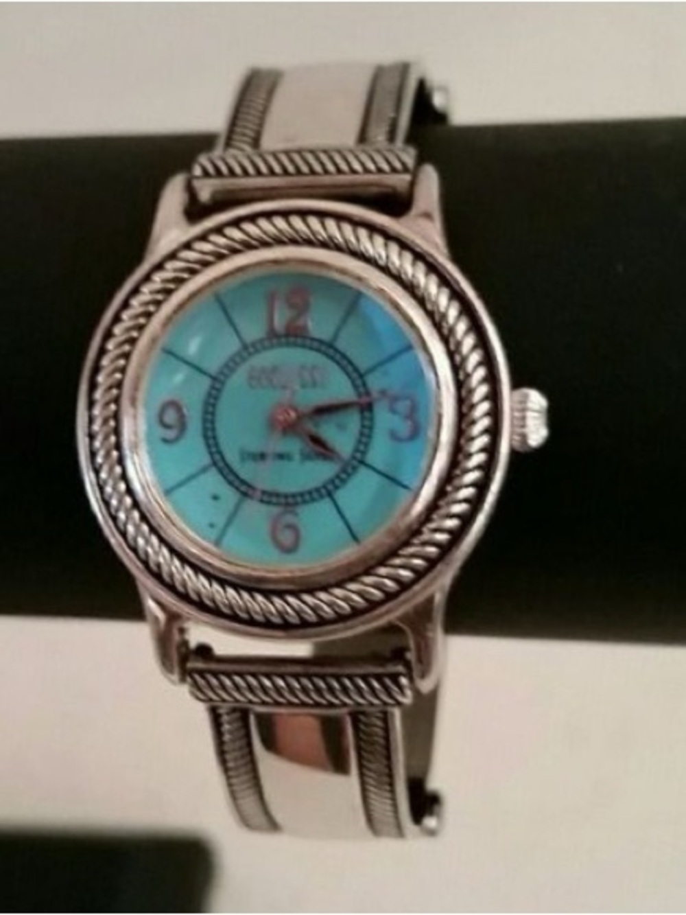 Vintage Ecclissi Southwestern Sterling Silver Brown Embossed Croc Leather Watch